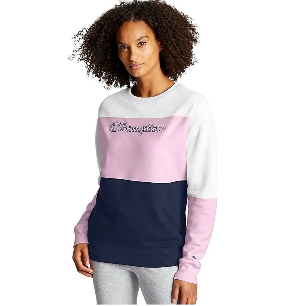 Champion Power blend Colorblock Crew Fleece-Sweatshirt -NWT-Authentic -Logo-Sz M